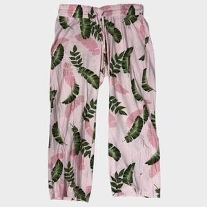 Simple Pleasures Womens Large Tropical Leaf Print Pajama Pants